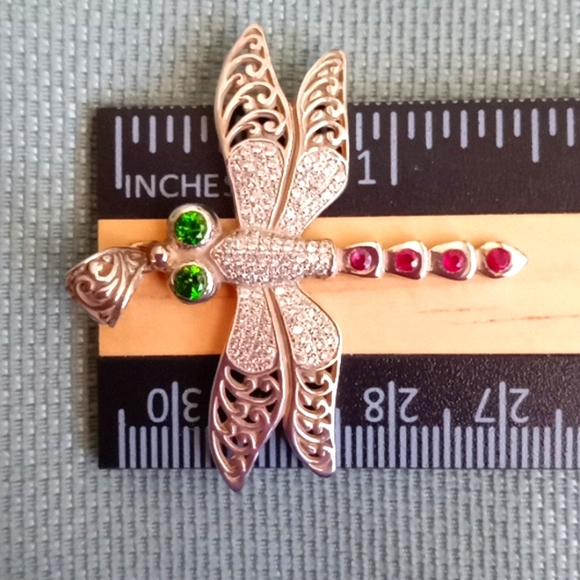 BALI LEGACY RUSSIAN DIOPSIDE, MULTI-GEM DRAGONFLY PENDENT - Picture 3 of 7